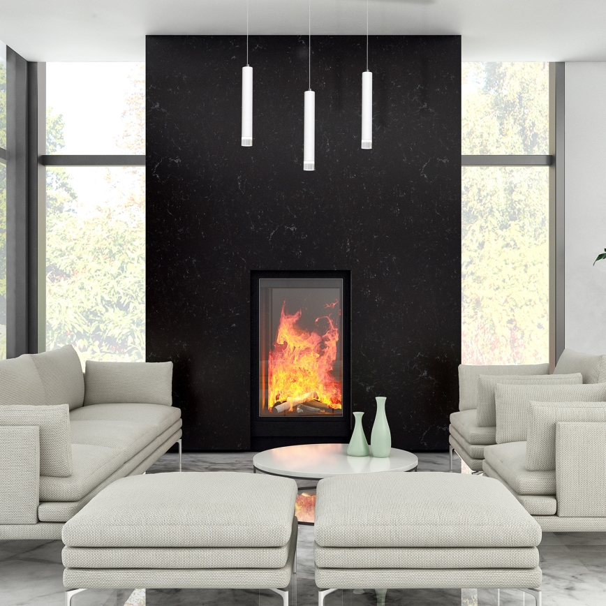 LED Ljuskrona med snöre ALBA 3xLED/15W/230V vit