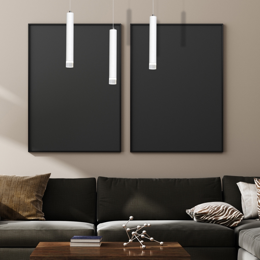 LED Ljuskrona med snöre ALBA 3xLED/15W/230V vit