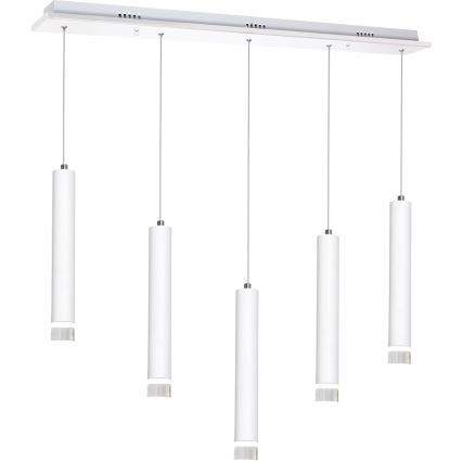 LED Ljuskrona med snöre ALBA 5xLED/25W/230V vit