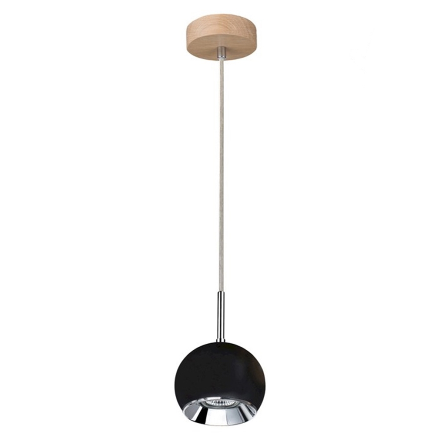 LED Ljuskrona med snöre BALL WOOD 1xGU10/5W/230V matt ek -FSC-certifierad