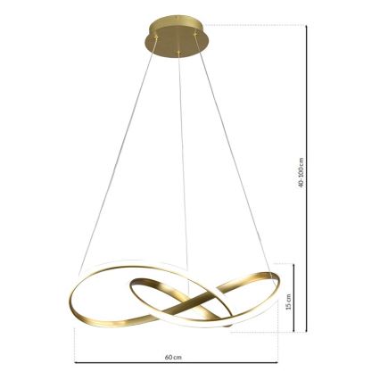 LED Ljuskrona med snöre CAPPIO LED/36W/230V guld