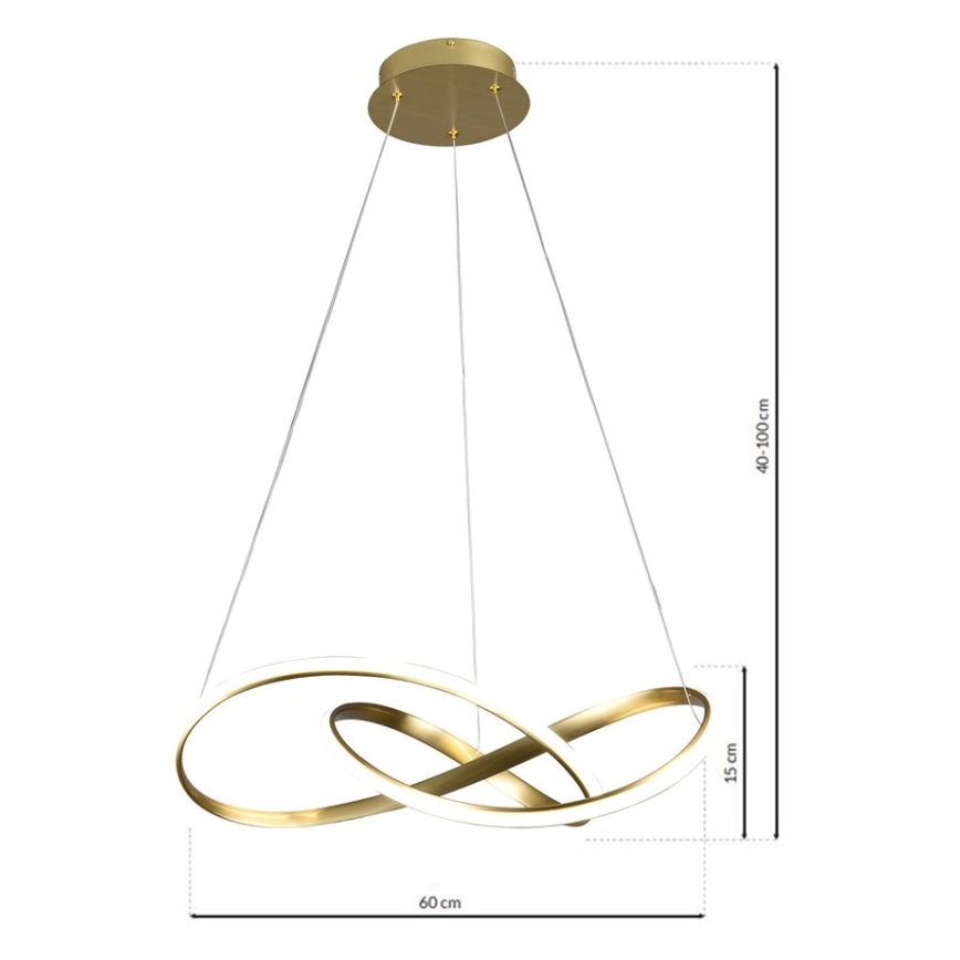 LED Ljuskrona med snöre CAPPIO LED/36W/230V guld