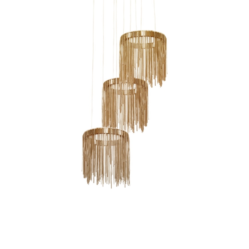 LED Ljuskrona med snöre CASKattA koppar 3xLED/54W/230V