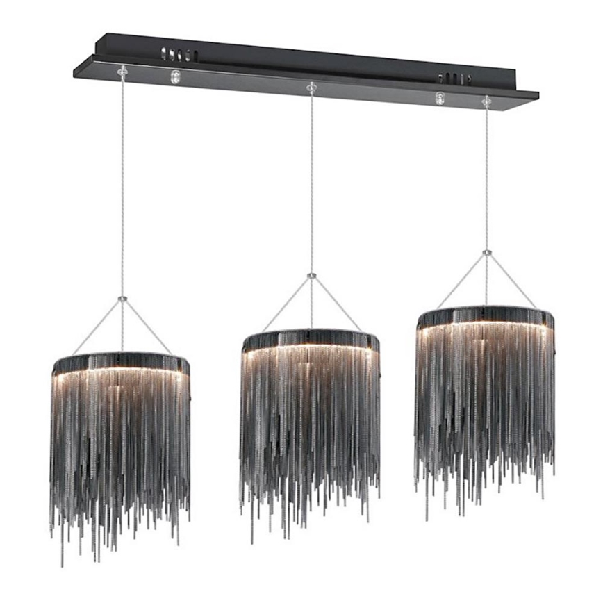 LED Ljuskrona med snöre CASKattA Svart 3xLED/54W/230V