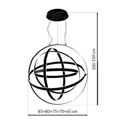 LED Ljuskrona med snöre COPERNICUS 1xLED/260W/230V svart