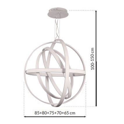 LED Ljuskrona med snöre COPERNICUS 1xLED/260W/230V vit