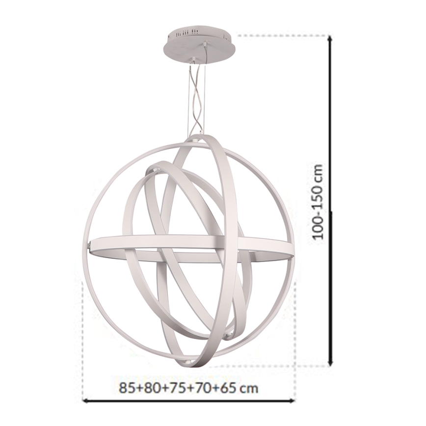 LED Ljuskrona med snöre COPERNICUS 1xLED/260W/230V vit