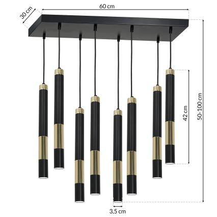 LED Ljuskrona med snöre DALLAS 8xGU10/3W/230V