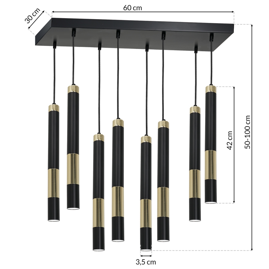 LED Ljuskrona med snöre DALLAS 8xGU10/3W/230V