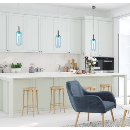 LED Ljuskrona med snöre FIUGGI LED/6W/230V blå