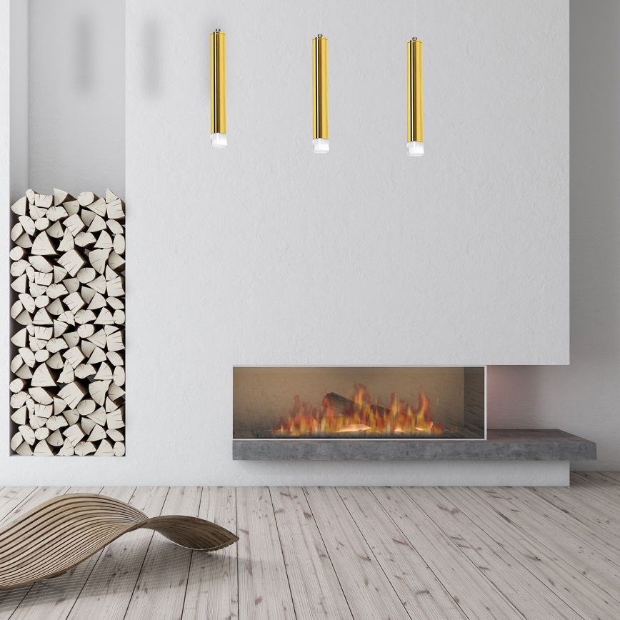 LED Ljuskrona med snöre GOLDIE 3xLED/15W/230V guld