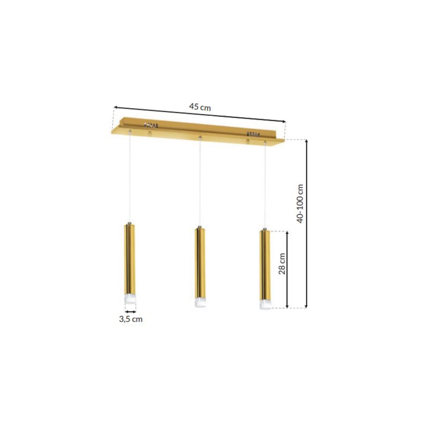 LED Ljuskrona med snöre GOLDIE 3xLED/15W/230V guld