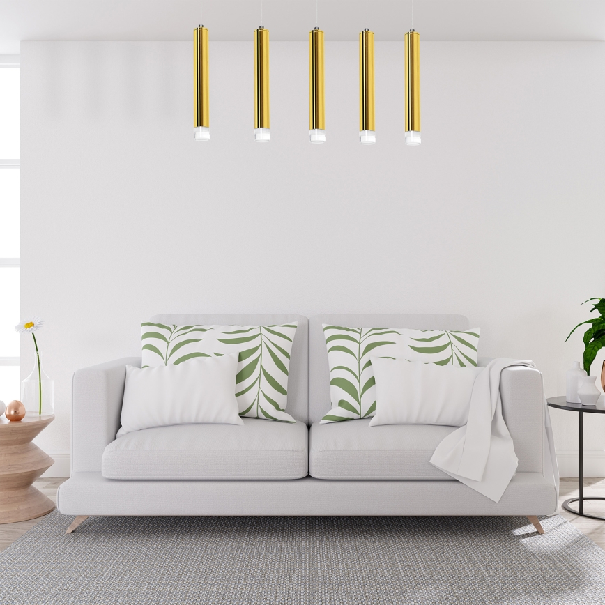 LED Ljuskrona med snöre GOLDIE 5xLED/25W/230V guld