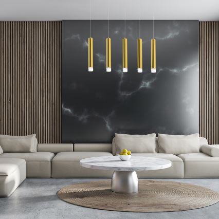 LED Ljuskrona med snöre GOLDIE 5xLED/25W/230V guld