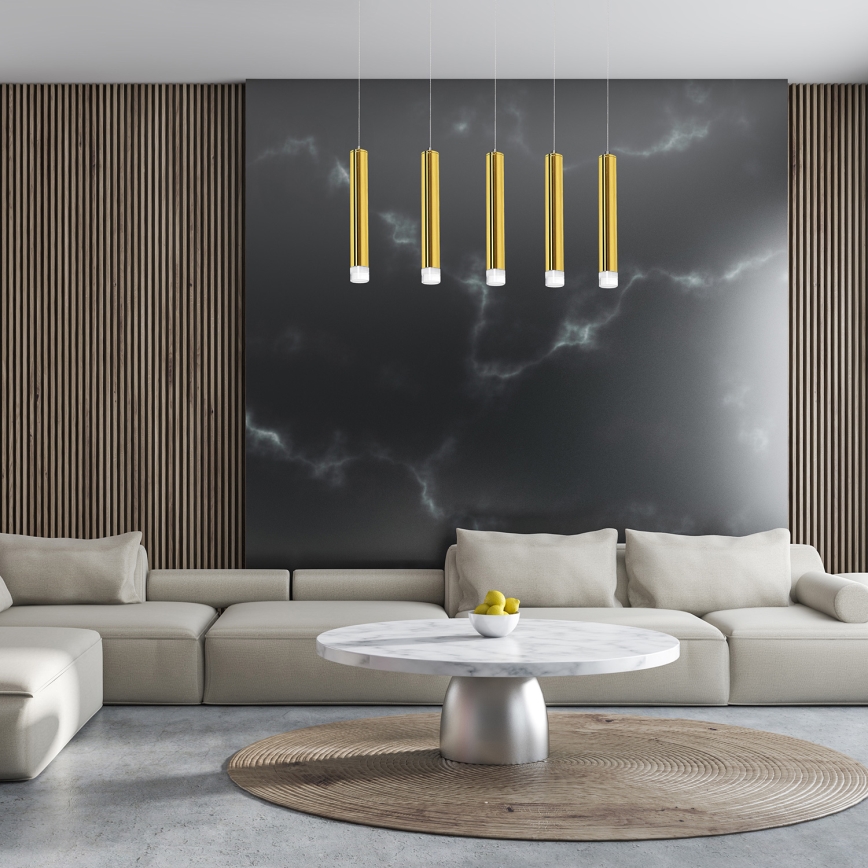 LED Ljuskrona med snöre GOLDIE 5xLED/25W/230V guld