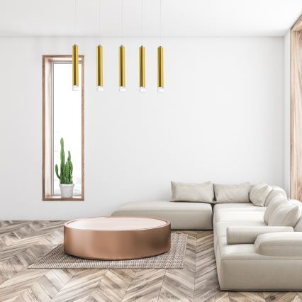 LED Ljuskrona med snöre GOLDIE 5xLED/25W/230V guld