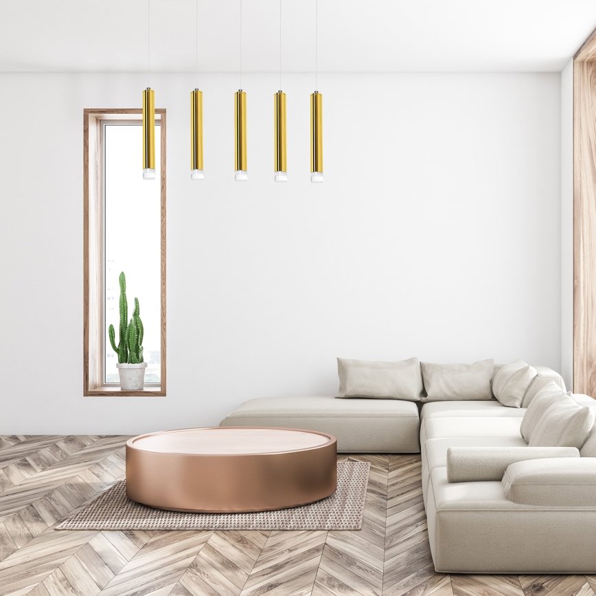 LED Ljuskrona med snöre GOLDIE 5xLED/25W/230V guld