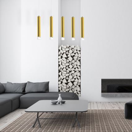LED Ljuskrona med snöre GOLDIE 5xLED/25W/230V guld