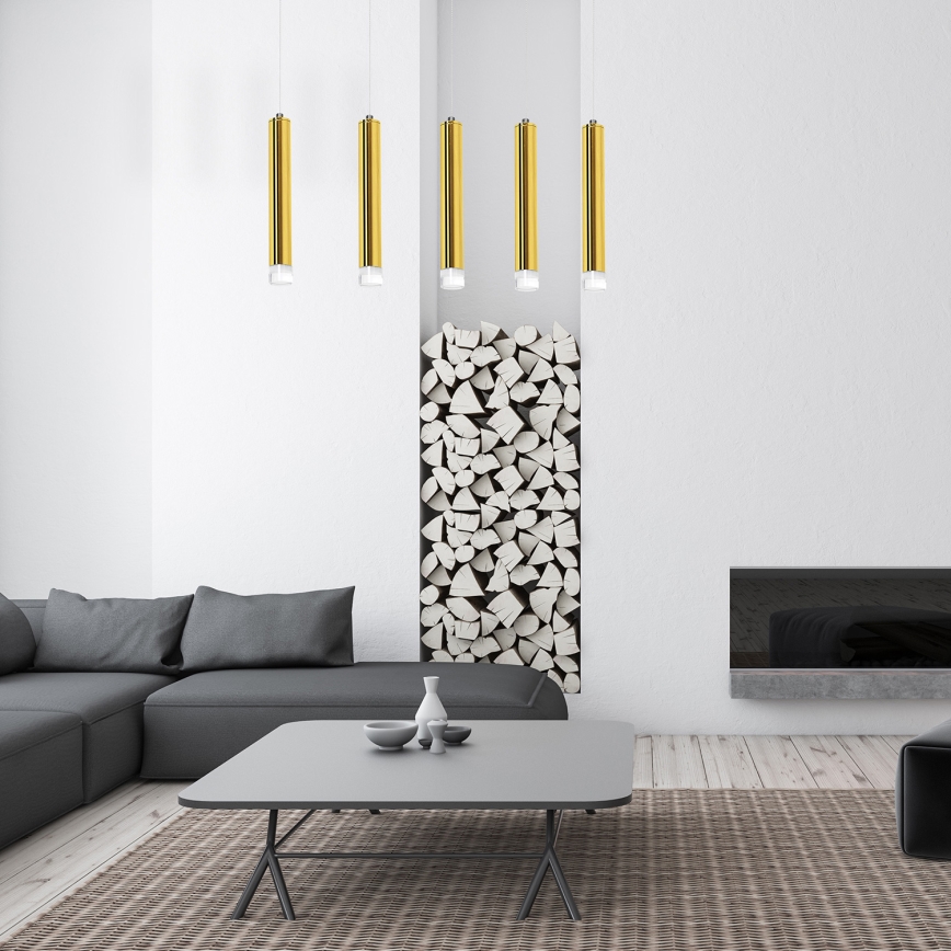 LED Ljuskrona med snöre GOLDIE 5xLED/25W/230V guld