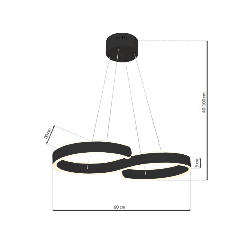 LED Ljuskrona med snöre INFINITY LED/50W/230V