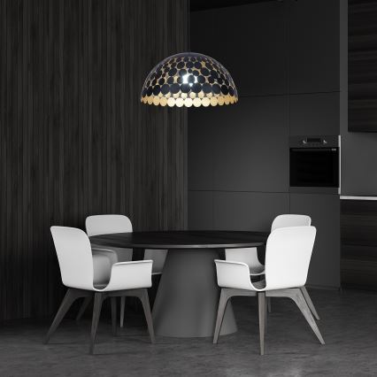 LED Ljuskrona med snöre LISA Svart 1xE27/60W/230V