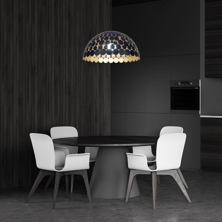 LED Ljuskrona med snöre LISA Svart 1xE27/60W/230V