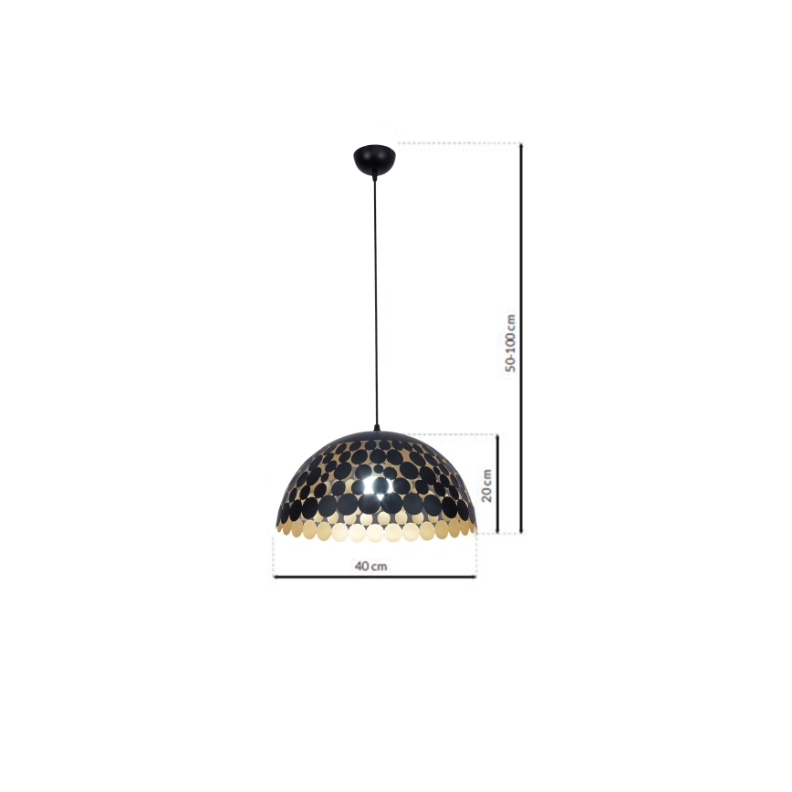 LED Ljuskrona med snöre LISA Svart 1xE27/60W/230V