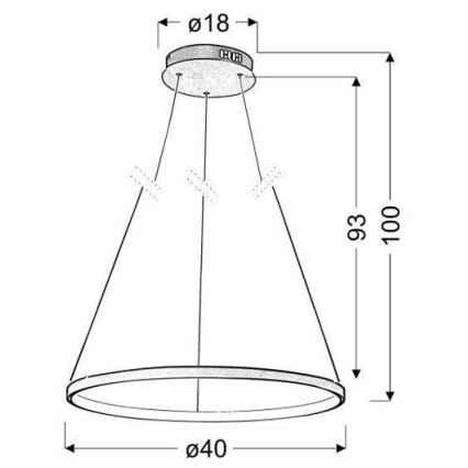LED Ljuskrona med snöre LUNE LED/25W/230V