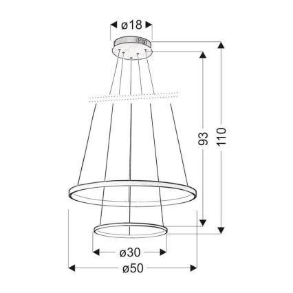 LED Ljuskrona med snöre LUNE LED/40W/230V