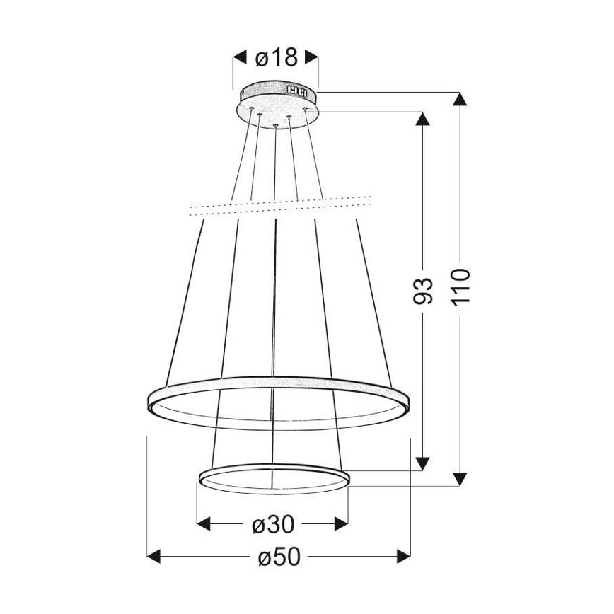 LED Ljuskrona med snöre LUNE LED/40W/230V
