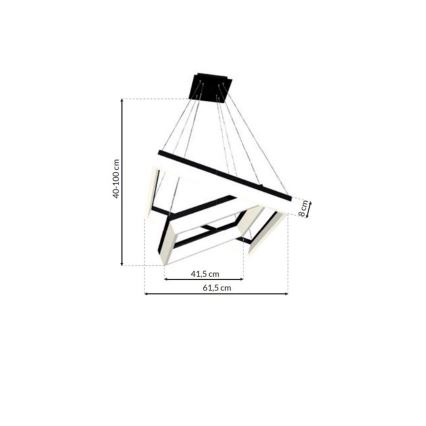 LED Ljuskrona med snöre NERO 2xLED/80W/230V