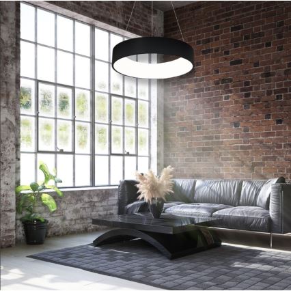 LED Ljuskrona med snöre OHIO Svart LED/24W/230V