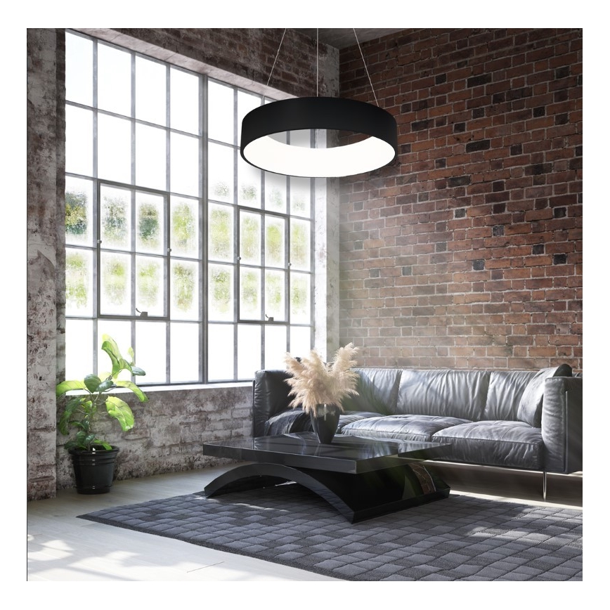 LED Ljuskrona med snöre OHIO Svart LED/24W/230V