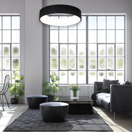 LED Ljuskrona med snöre OHIO Svart LED/24W/230V