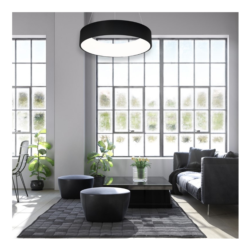 LED Ljuskrona med snöre OHIO Svart LED/24W/230V