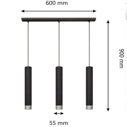 LED Ljuskrona med snöre TUBEA 3xGU10/4,8W/230V
