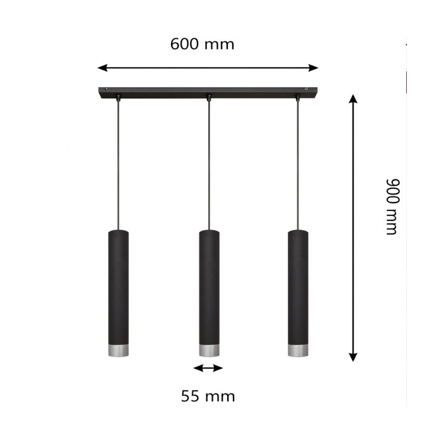 LED Ljuskrona med snöre TUBEA 3xGU10/4,8W/230V