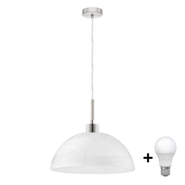 LED ljuskrona med textilsladd 1xE27/60W/230V vit