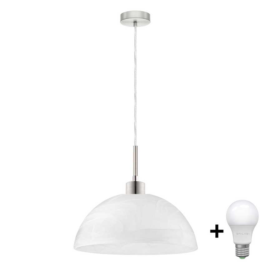 LED ljuskrona med textilsladd 1xE27/60W/230V vit