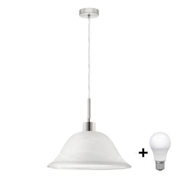 LED ljuskrona med textilsladd 1xE27/60W/230V vit