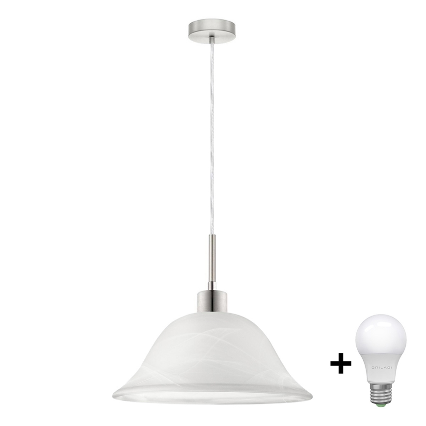 LED ljuskrona med textilsladd 1xE27/60W/230V vit