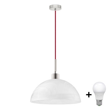 LED ljuskrona med textilsladd 1xE27/60W/230V vit