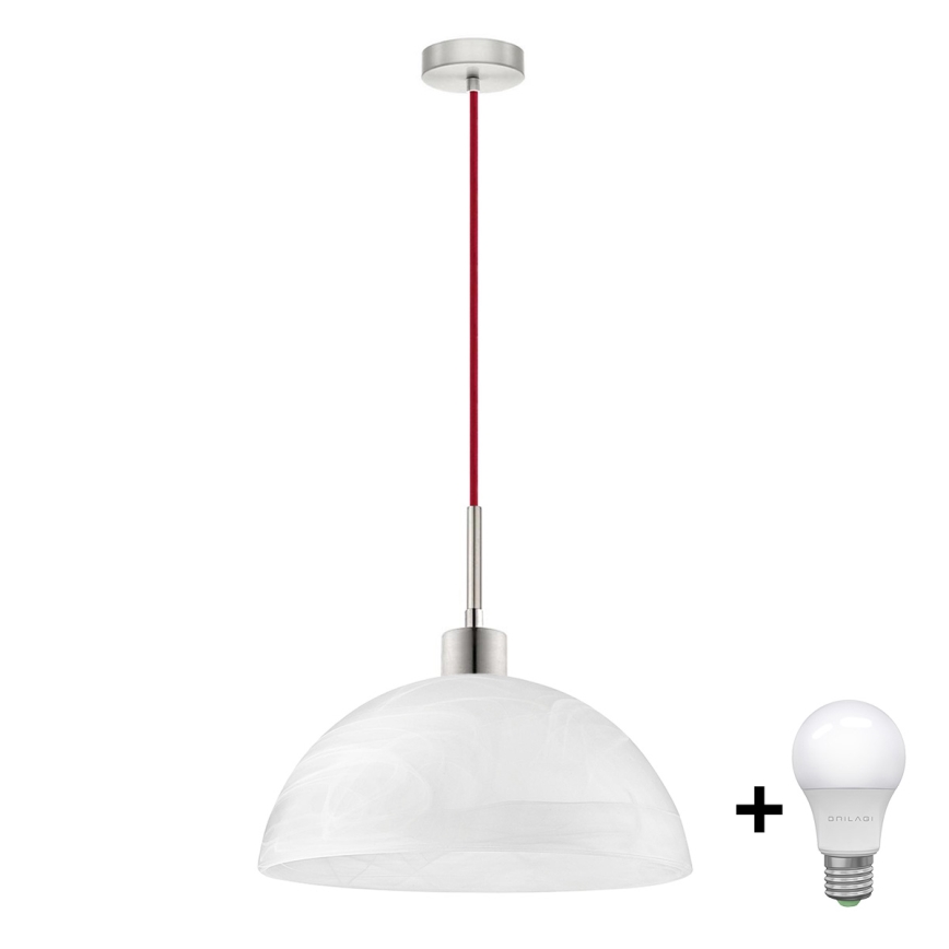 LED ljuskrona med textilsladd 1xE27/60W/230V vit