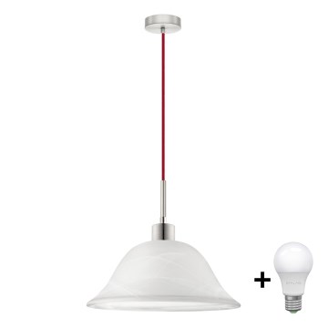 LED ljuskrona med textilsladd 1xE27/60W/230V vit