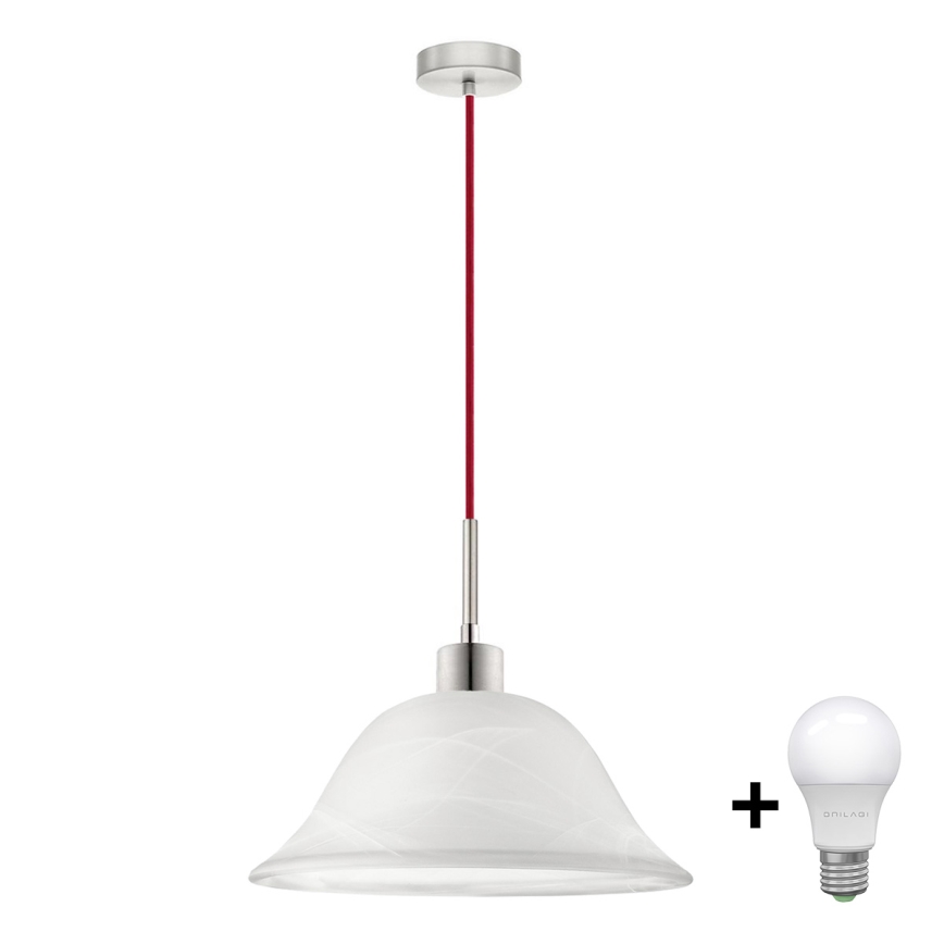 LED ljuskrona med textilsladd 1xE27/60W/230V vit
