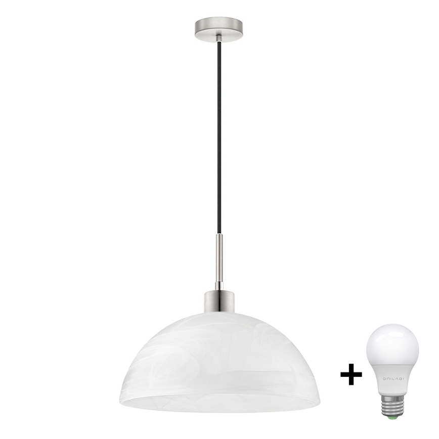 LED ljuskrona med textilsladd 1xE27/60W/230V vit