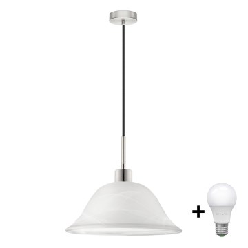 LED ljuskrona med textilsladd 1xE27/60W/230V vit