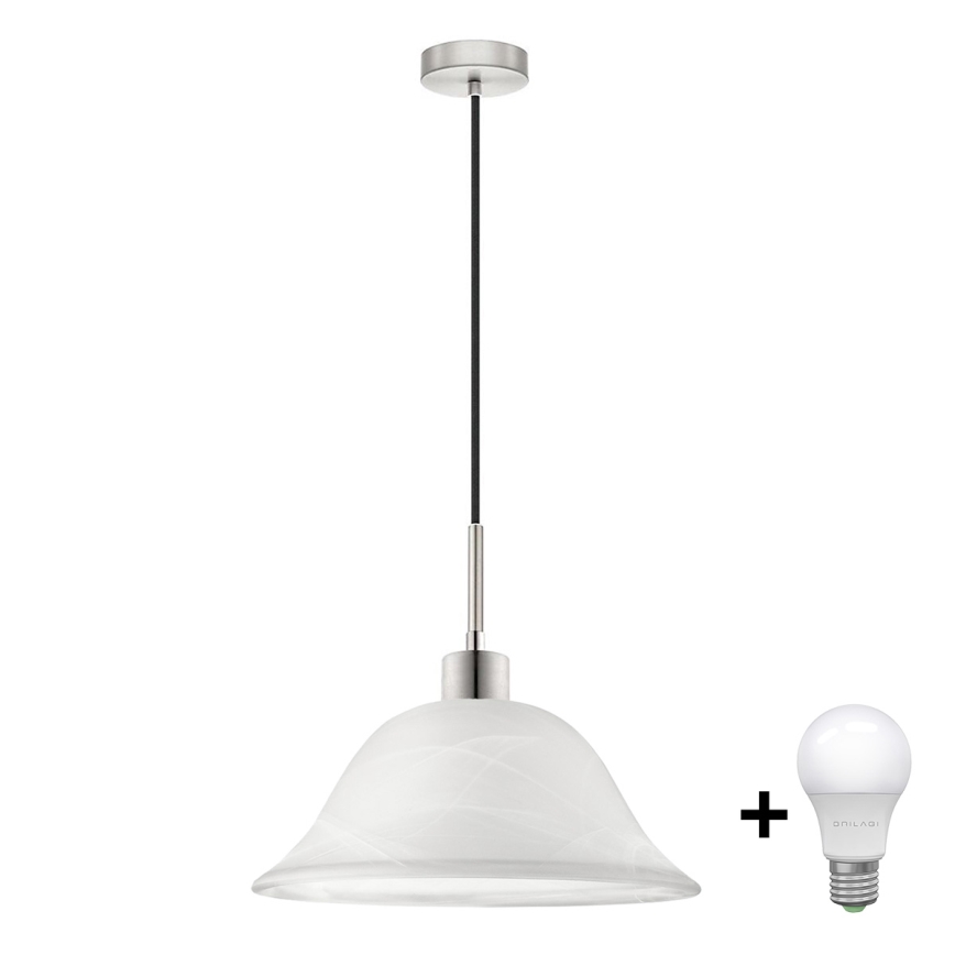 LED ljuskrona med textilsladd 1xE27/60W/230V vit