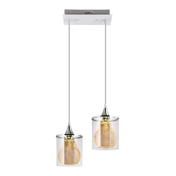 LED ljuskrona med textilsladd 2xLED/5W/230V vit/genomskinlig