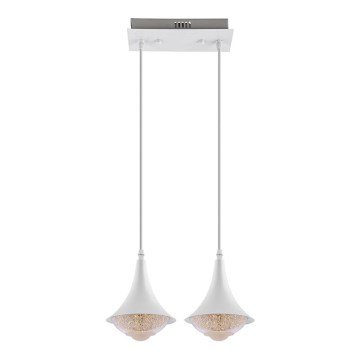 LED ljuskrona med textilsladd 2xLED/9W/230V vit